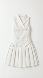 Blazer Minikleid Mit Strukturiertem Oberteil Und Goldenen Knöpfen Für Business Events Und Gartenpartys